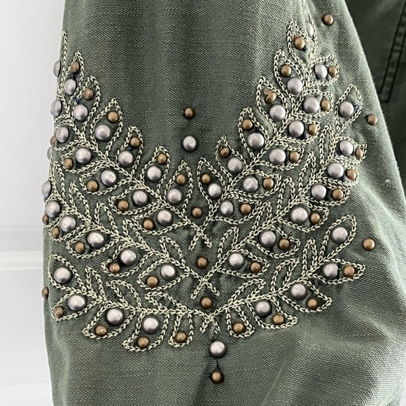 Free People Extreme Cropped Studded Embellished Military Jacket Size Small Boho - Picture 7 of 16